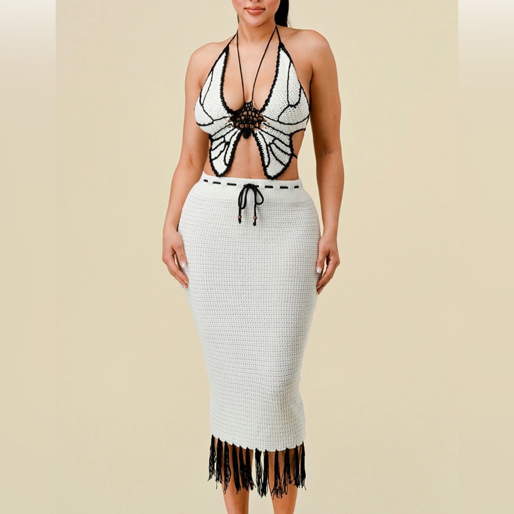 51. Allison Knit Fringe Two Piece Set